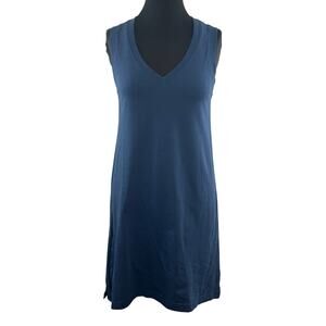 PACT Blue Mini Dress Cotton V-Neck Sleeveless Pullover Slip On Size X-Small XS